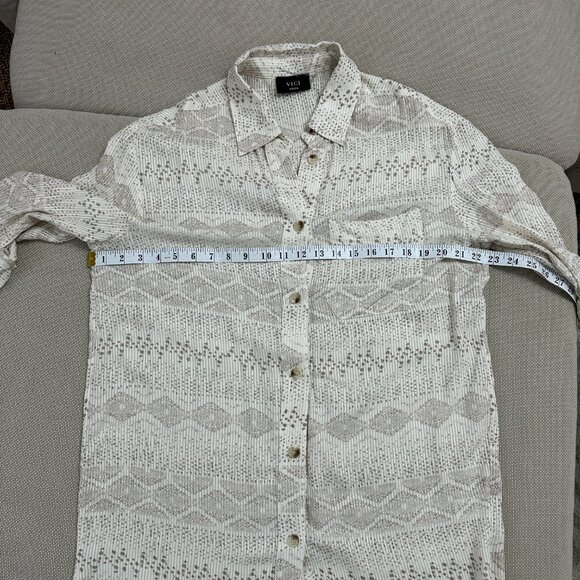 VICI Train of Thought Button Down Shirt - Cream and Brown Size Small Womens - Picture 11 of 11
